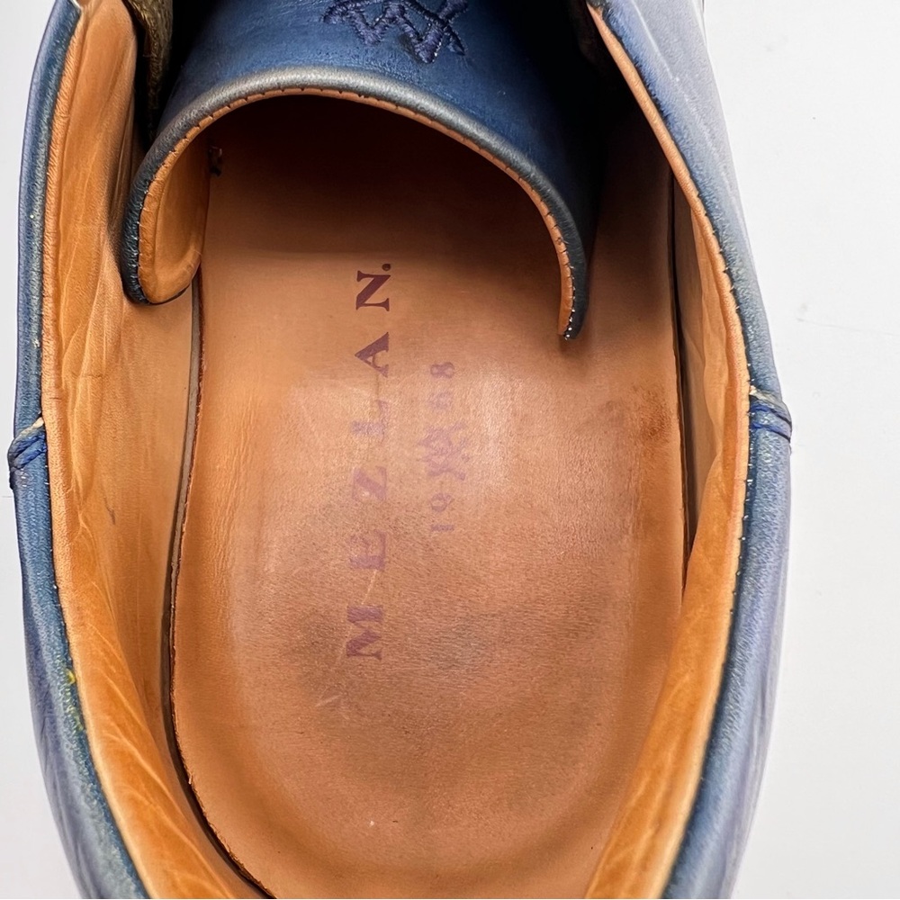 Mezlan Masi Lace Up Leather Sneaker Mens 10M Blue Made in Spain Quiet Luxury - Picture 7 of 11